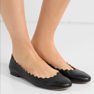 Chloe Lauren Black Leather Ballet Flats